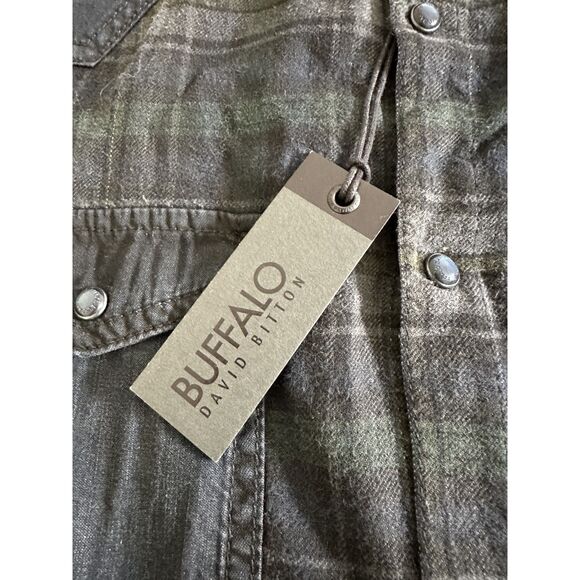 NWT Buffalo David Bitton Western Shirt Mens L Denim Black Gray Snap Button - Picture 7 of 11